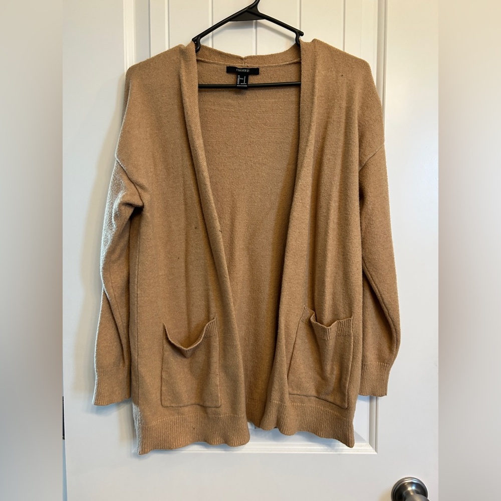 Forever 21 Women's Tan Open-Front Cardigan